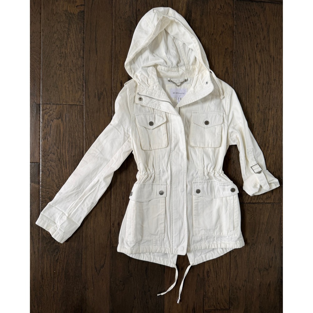 BCBGeneration‎ White Hooded Utility Jacket XS Utility Chic